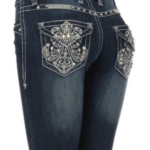 PLATINUM PLUSH (BUS STOP) 5 pocket, boot cut denim